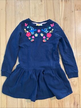 Mini Boden floral applique sweatshirt dress 8-9Y